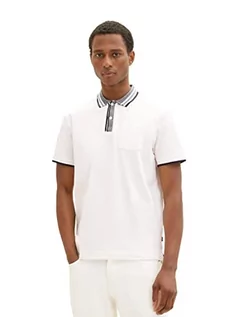 Koszulki męskie - TOM TAILOR Męska koszulka polo, 1036370, biała, L, 10332 – Off White, L - grafika 1