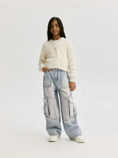 Reserved - Jeansy wide leg cargo - niebieski - Spodnie i spodenki dla dziewczynek - miniaturka - grafika 1