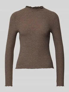 Bluzka o kroju comfort fit z długim rękawem i dodatkiem wiskozy model ‘EMMA’ - Bluzki damskie - miniaturka - grafika 1