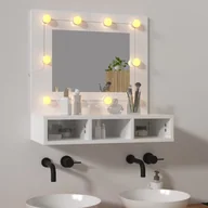 Toaletki - Lumarko Szafka z lustrem i LED, biała z połyskiem, 60x31,5x62 cm - miniaturka - grafika 1
