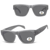 Okulary korekcyjne, oprawki, szkła - Szare prostokątne okulary przeciwsłoneczne z polaryzacją MP189C - miniaturka - grafika 1