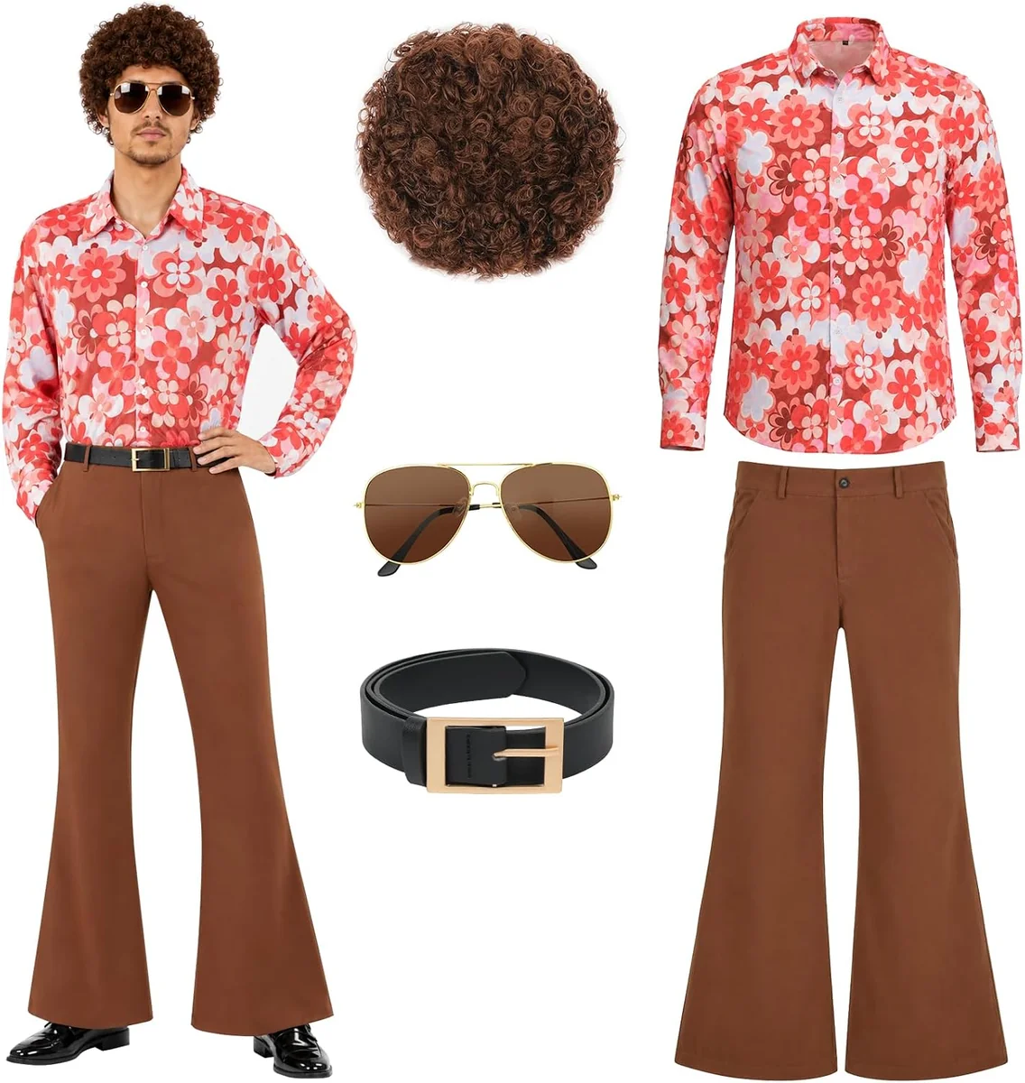 DISCO LATA 70 HIPPIE DOROSŁY ZESTAW UBIÓR RETRO XXL