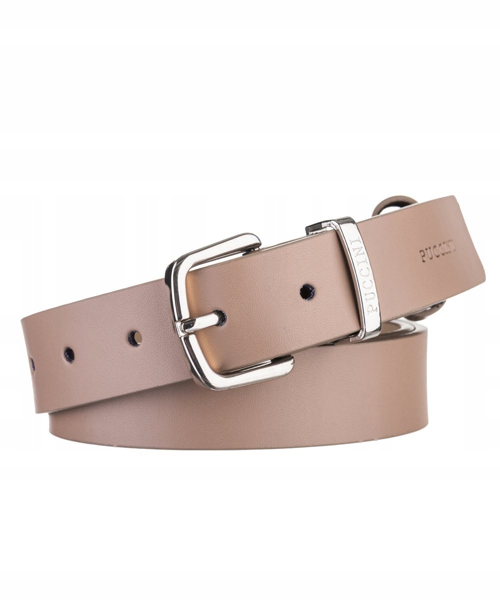 Pasek Damski Do Spodni Skórzany Skóra Naturalna PUCCINI Beżowy PAD204S 2B