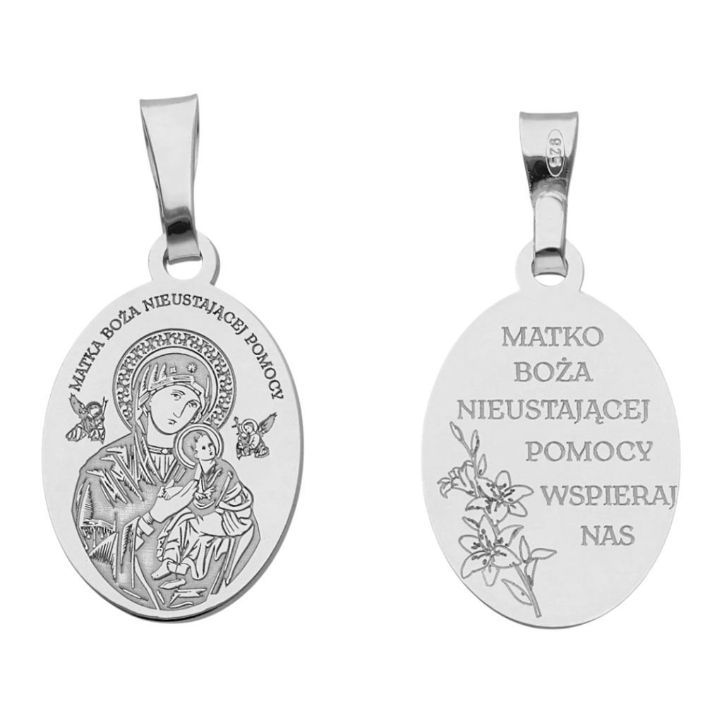 Medalik srebrny Ag 925 rodowany Matka Boża Nieustającej Pomocy MDC130R