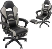 Fotele gamingowe - Mucola fotel gamingowy z podnóżkiem fotel biurowy fotel biurowy z regulacją wysokości fotel gabinetowy fotel kubełkowy fotel obrotowy - czarny / szary - miniaturka - grafika 1