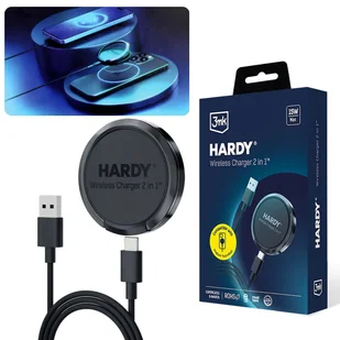 3mk HARDY Wireless Charger 2in1 15W Black Ładowarka indukcyjna - Ładowarki do telefonów - miniaturka - grafika 1