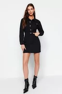 Sukienki - Trendyol FeMan Bodycon sukienka dżinsowa o wąskim kroju, czarna, 40, Czarny, 38 - miniaturka - grafika 1