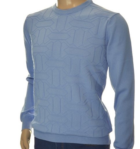 Sweter Męski Z Bawełny Elegancki Bawełniany Błękitny 100% Bawełna L