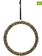 Ozdoby bożonarodzeniowe - Kersten Dekoracyjna zawieszka (2 szt.) "Bells Wreath" w kolorze złotym - Ø 20 cm - miniaturka - grafika 1