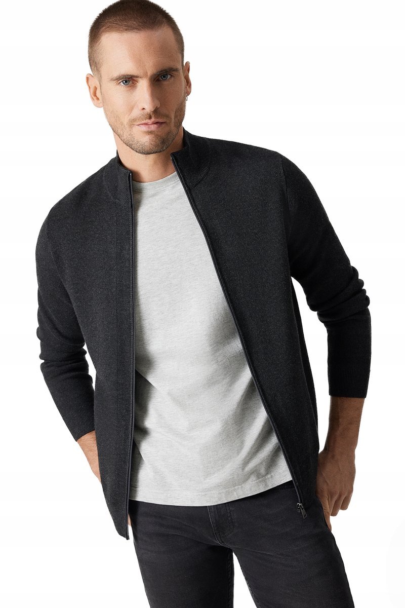 Sweter Męski Grafitowy Rozpinany z Wiskozą Próchnik PM19 XL