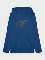 Bluzy sportowe męskie - Męska bluza dresowa nierozpinana z kapturem 4F 4FWMM00TSWSM1766 - niebieska - miniaturka - grafika 1