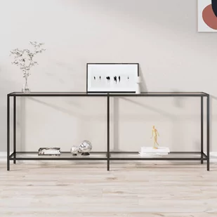 shumee shumee Stolik konsolowy przezroczysty 200x35x75,5cm szkło hartowane - Konsole i sekretarzyki - miniaturka - grafika 1