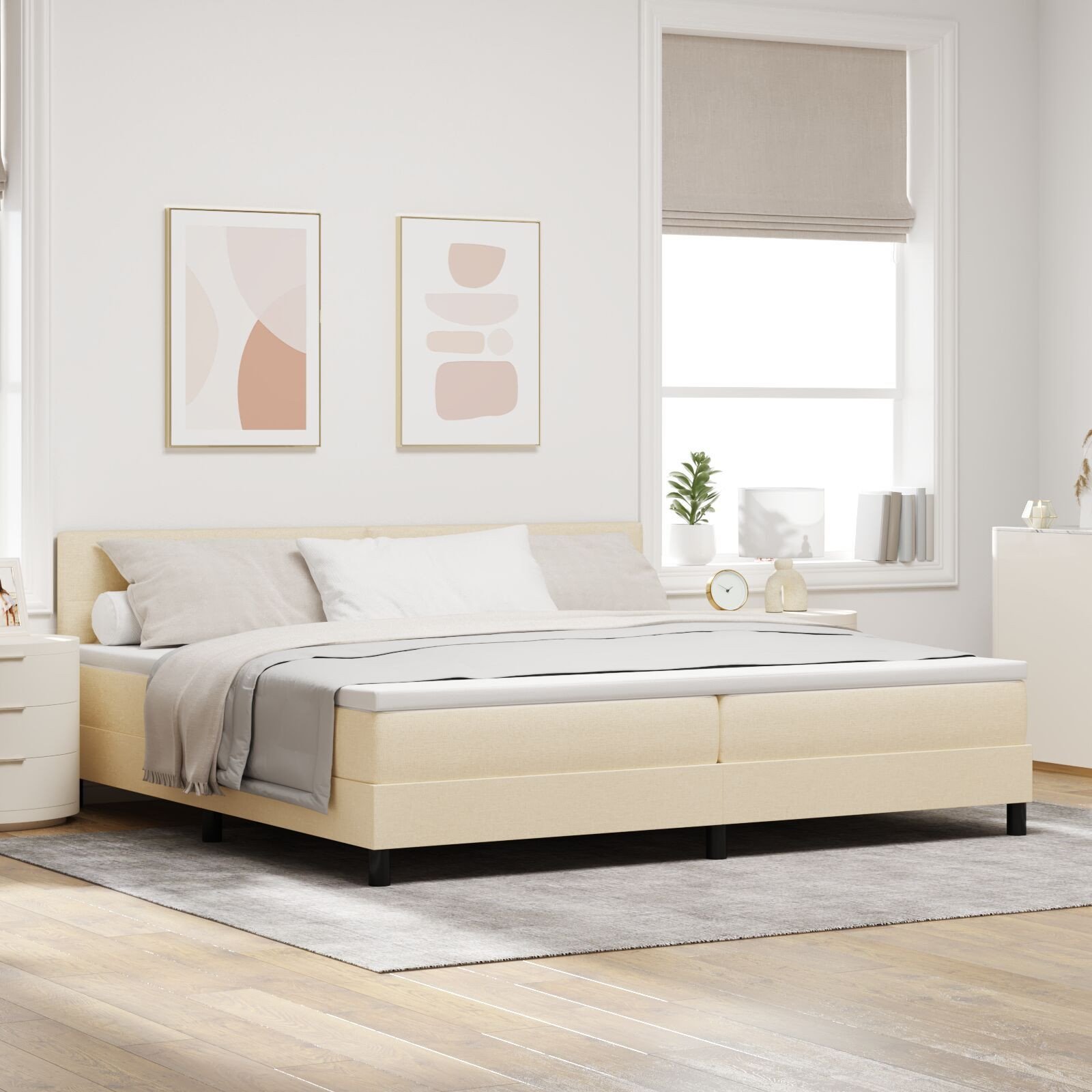 vidaXL Łóżko sprężynowe z beżowym materacem 200x200 cm tkanina