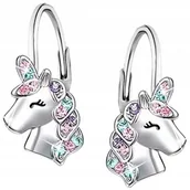 Biżuteria dla dzieci - Srebrne kolczyki jednorożce 925 dla dziewczynki dzieci rodowane srebro 925 - miniaturka - grafika 1