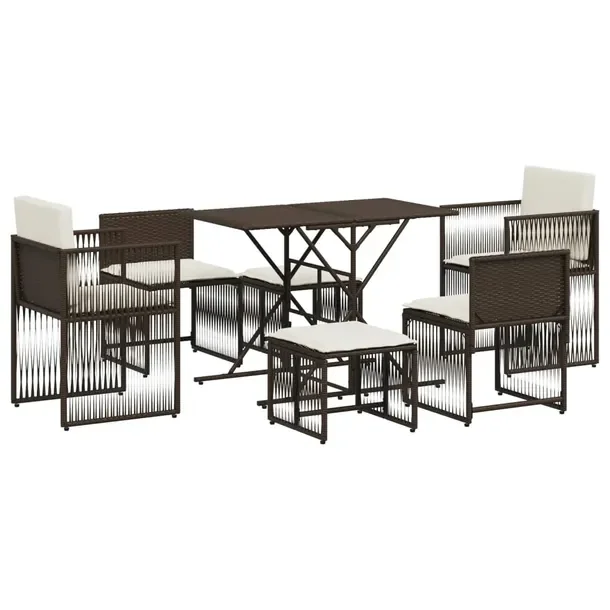 Zestaw Mebli Ogrodowych Rattan PE Brązowy, Stół 104x56x72cm, 2x Fotele 5