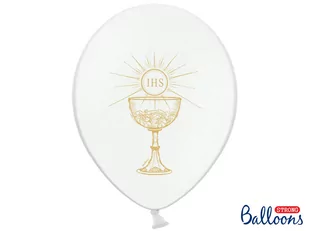 Strong Balony, "IHS", 14", Strong, biały, 50 szt. - Pamiątka Pierwszej Komunii Świętej - miniaturka - grafika 1