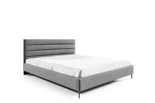 GUTTO Łóżko tapicerowane szare z weluru 120x200 cm łóżko z czarnymi metalowymi nóżkami - podwójne łóżko z pięknym pikowaniem i specjalną konstrukcją - Łóżka - miniaturka - grafika 1