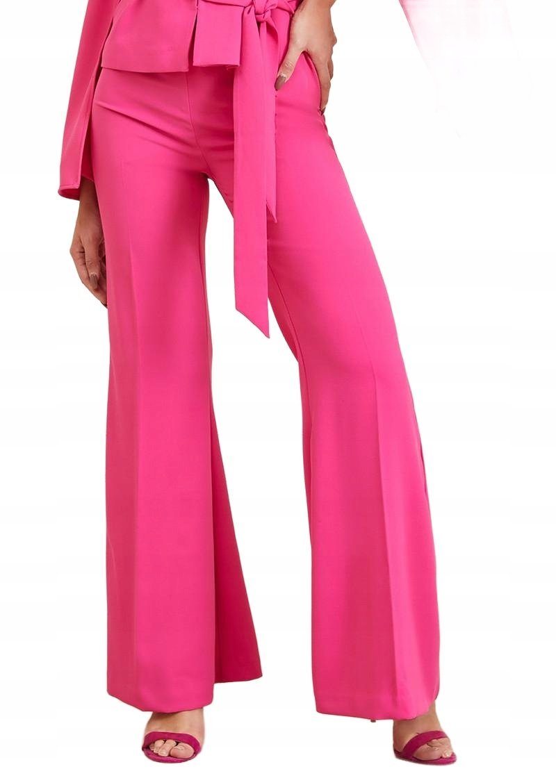 MARCIANO BY GUESS RÓŻOWE SPODNIE DZWONY Z WIĄZANIEM ELEGANCKIE 40 GGA