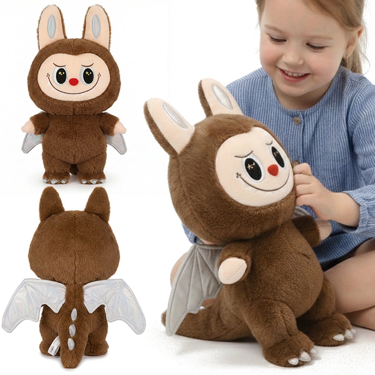 Urocza Maskotka Pluszowa SMOK zabawka 45cm Przytulanka dla Dzieci i Kolekcjonerów Brązowy