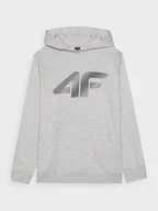 Bluzy sportowe męskie - Męska bluza dresowa nierozpinana z kapturem 4F 4FWMM00TSWSM1766 - szara - miniaturka - grafika 1