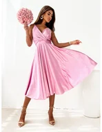 Sukienki - Rozkloszowana sukienka na ramiączkach CRISSY - pudrowy róż - miniaturka - grafika 1