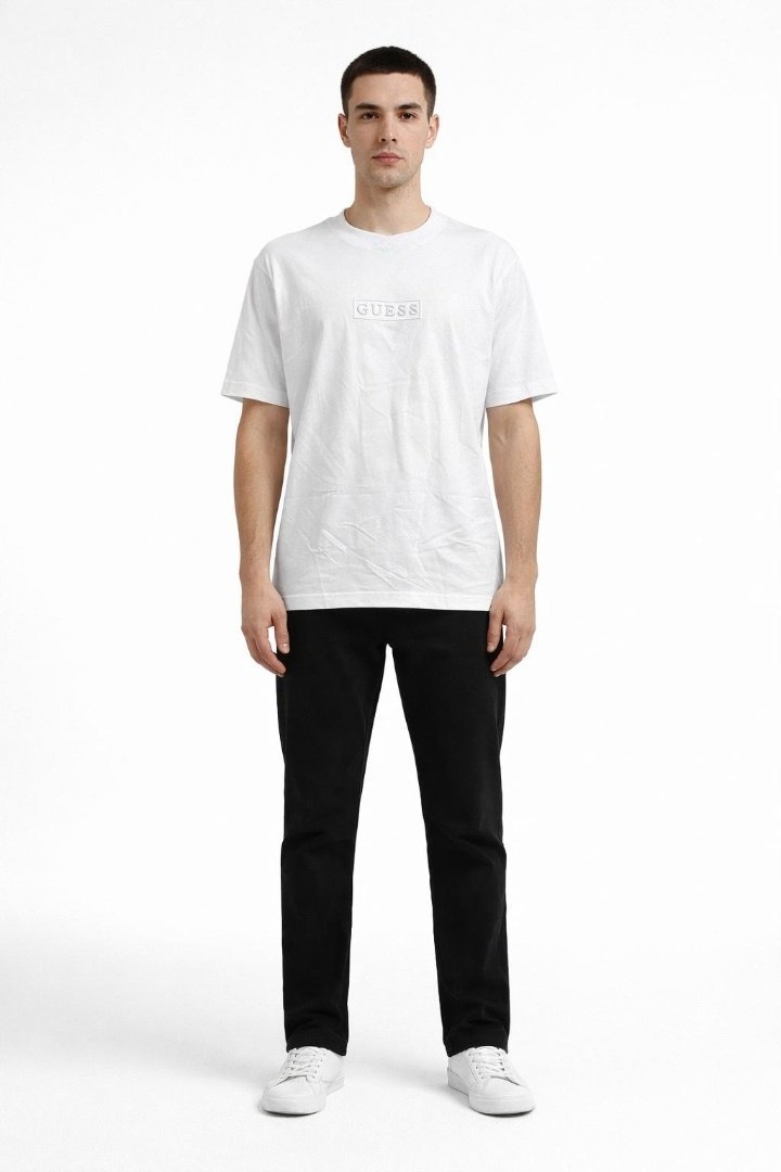 GUESS BIAŁY T SHIRT MĘSKI Z LOGO BAWEŁNIANY GŁADKI M 12CA