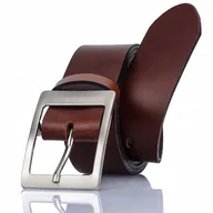 Paski - Brazowy Pas do SPODNI dla MEZCZYZN 95 cm GRACIO Klamra Mocna SREBRNA - miniaturka - grafika 1