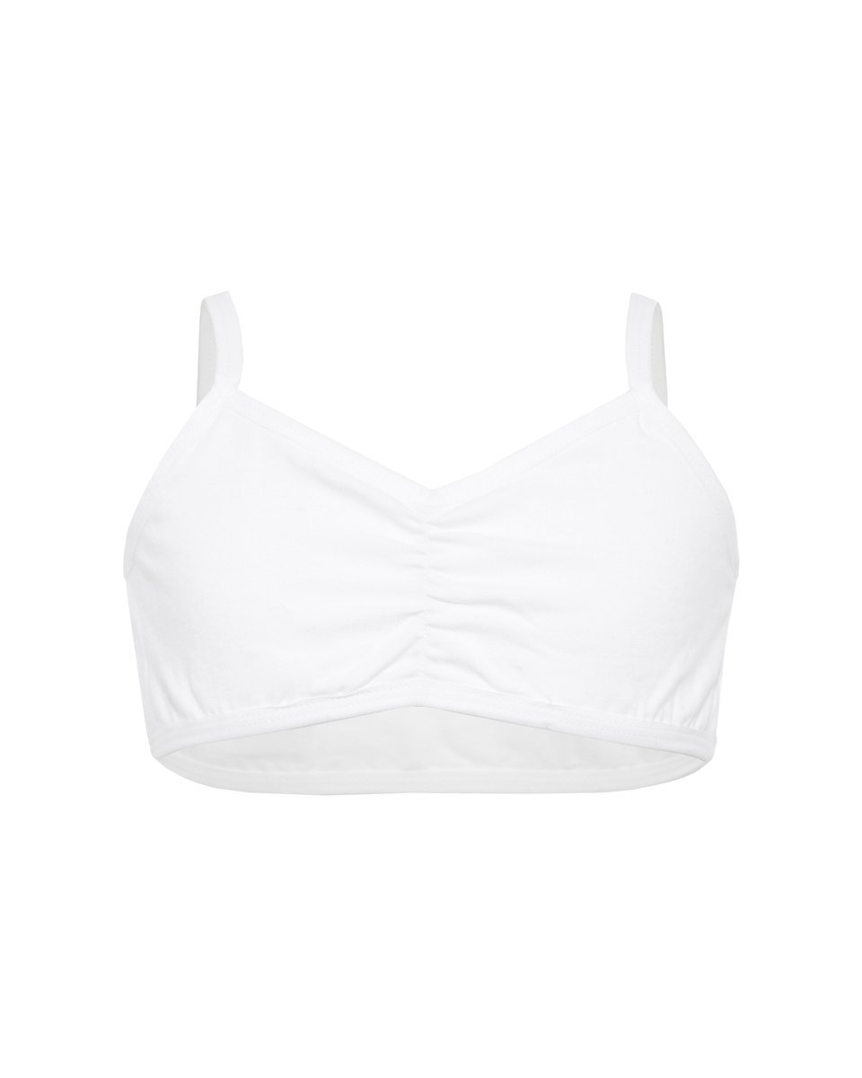 TOP SPORTOWY BIUSTONOSZ PIERWSZY STANIK MIĘKKI BRALETKA DZIEWCZĘCA BIAŁA BIELIZNA KOMUNIJNA DLA NASTOLATKI 164/170