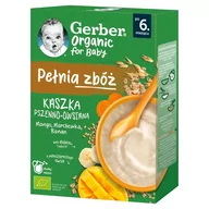Kaszki dla dzieci - Gerber Organic Pełnia zbóż Kaszka pszenno-owsiana mango marchewka banan po 6. miesiącu 200 g - miniaturka - grafika 1