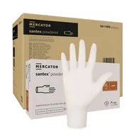 Rękawiczki jednorazowe - Rękawiczki lateksowe XL pudrowane Santex powdered finger txt 100sztuk karton 10op - miniaturka - grafika 1