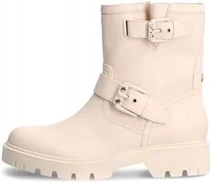 GUESS BEŻOWE BOTKI Z KLAMRAMI MIEJSKIE Z SKÓRY NATURALNEJ 39 GPA - Botki damskie - miniaturka - grafika 1