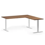Biurka - Stół z regulacją wysokości, 3 silniki, 745 - 1215 mm, narożnik L/P, blat 1800 x 1800 mm, podstawa biała, orzech - miniaturka - grafika 1