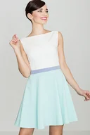 Sukienki - Zwiewna sukienka dwukolorowa - rozkloszowana sukienka - miętowa - rozmiar L - miniaturka - grafika 1