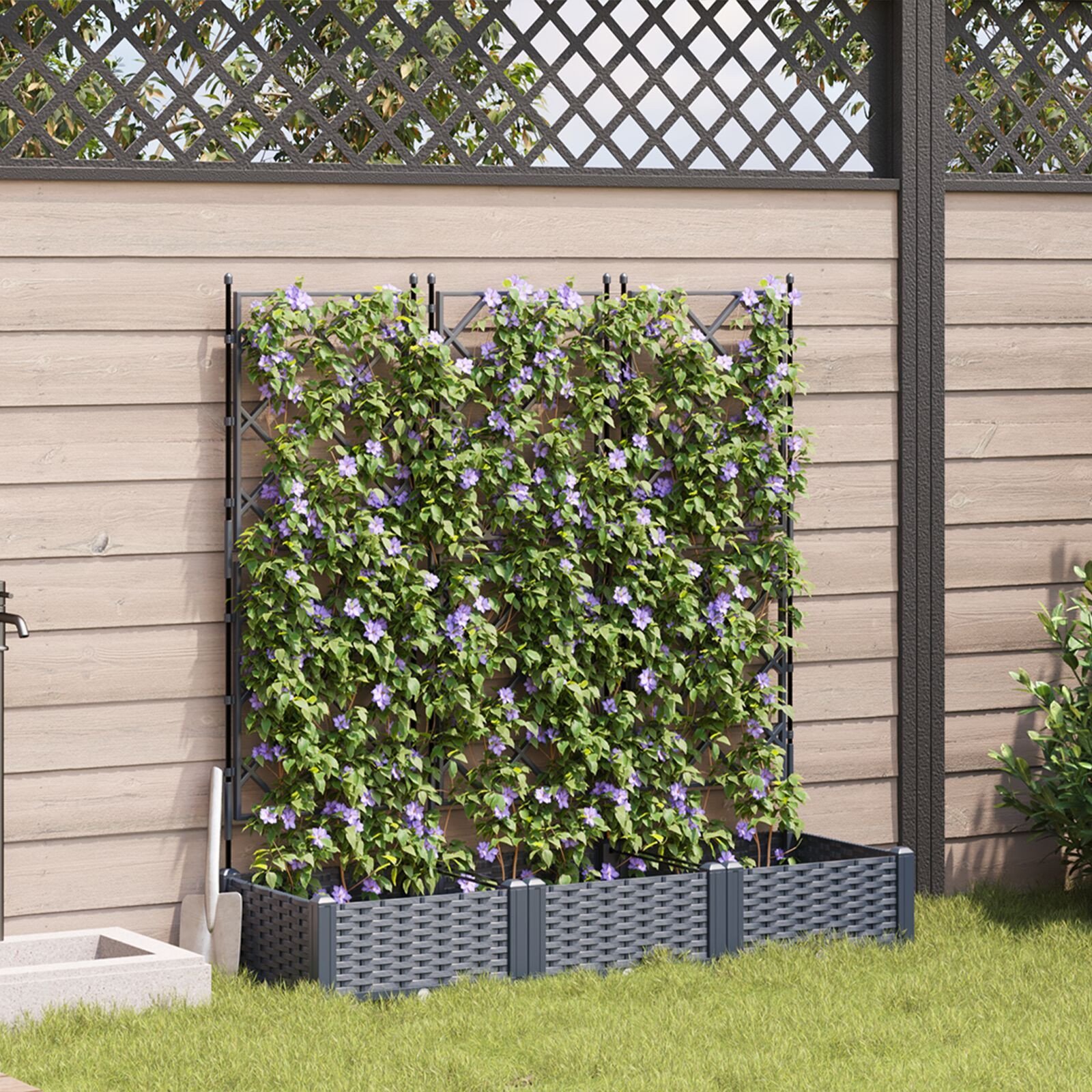 vidaXL Donice ogrodowe Szare Plastik 120 x 40 x 125.5 cm