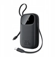 Powerbanki - Powerbank Baseus EnerFill FC31 20000mAh 22.5W z wyświetlaczem cyfrowym i 2 wbudowanymi kablami USB-C + Lightning - czarny - miniaturka - grafika 1
