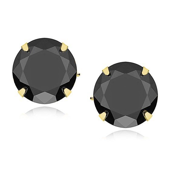 ankabizuteria.pl Srebrne kolczyki pozłacane okrągłe z czarną cyrkonią