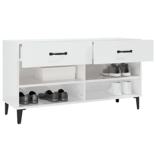 Szafka na buty, wysoki połysk, biała, 102x35x55 cm - Szafki na buty - miniaturka - grafika 6