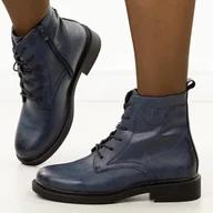 Botki damskie - Niebieskie skórzane botki damskie Sergio Leone Bt25172S - miniaturka - grafika 1