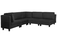 Narożniki - Beliani Sofa narożna tapicerowana czarna FEVIK - miniaturka - grafika 1
