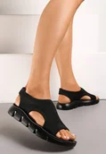 Sandały damskie - Czarne Sandały Wsuwane z Elastyczną Cholewką Nannoetia - miniaturka - grafika 1