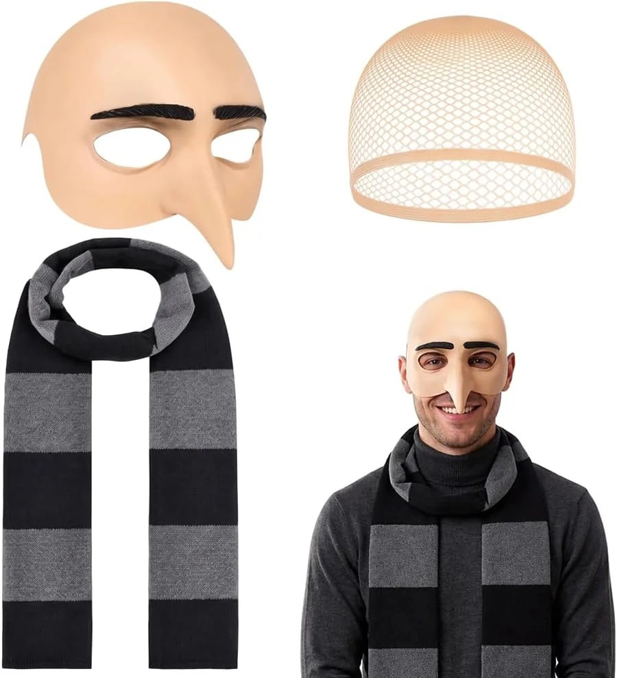 CZAPKA AKCESORIÓW ŁYSA SZALIK NOS SIATKA URODZINY COSPLAY KARNAWAŁ