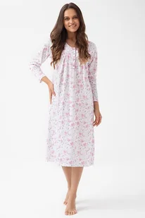 Długa koszula damska Beverly w różowe kwiaty M - Bielizna nocna - miniaturka - grafika 1