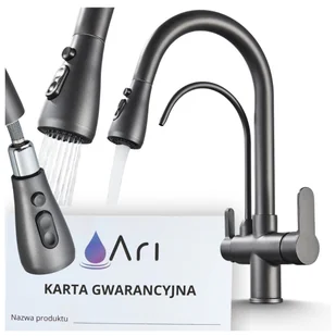 Bateria Kuchenna Trójdrożna z Obrotową Wyciąganą Wylewką Kran Do Kuchni Filtr NORDIC - GRAFIT - Baterie kuchenne Bateria Kuchenna Trójdrożna z Obrotową Wyciąganą Wylewką Kran Do Kuchni Filtr NORDIC - GRAFIT - Baterie kuchenne - miniaturka - grafika 1