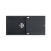 Zlewozmywaki - QUADRON Zlewozmywak EVAN 146 XL czarny, elementy stalowe, k.pneum. HCQE10050U8_BS_P2O0 - miniaturka - grafika 1