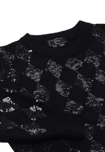 faina Damski sweter z dzianiny z wycięciami i cekinami, czarny, rozmiar XS/S, czarny, XL - Swetry damskie - miniaturka - grafika 1