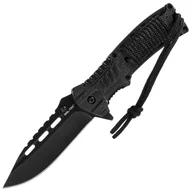 Noże - Nóż składany Mil-Tec Paracord z krzesiwem - Black - miniaturka - grafika 1