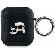 Akcesoria do słuchawek - Karl Lagerfeld KLA2PGKCPK AirPods 1/2 cover czarny/black Monogram Karl & Choupette Head - miniaturka - grafika 1