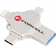 Pendrive - Pendrive 64GB USB 3.2 Gen 1 USB A / USB C / Lightning / Micro USB Forcell F-Data Metal Quad srebrny - miniaturka - grafika 1