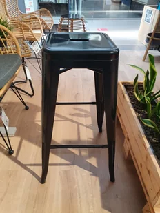 Hoker barowy industrialny LONG 76 cm czarny metalowy - Taborety i hokery - miniaturka - grafika 1