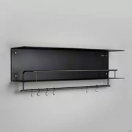 Półki do salonu - Półka z wieszakami Hanger Shelf Czarna z gun metal - miniaturka - grafika 1